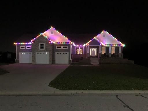 Christmas light display installed on an Indiana home
