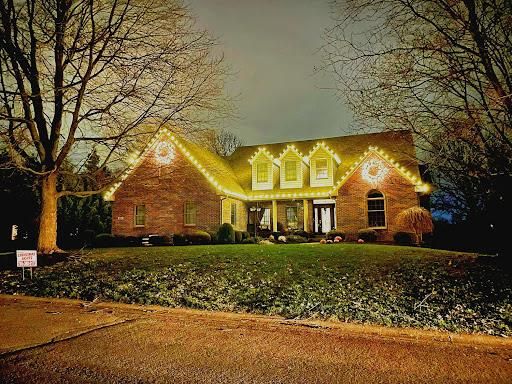 Custom holiday lighting display on a residential home